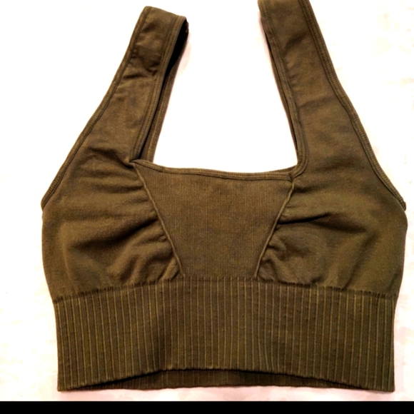 Free People Other - Free People Good Karma Boho  Square Neck -Yoga/ Active in Olive Green, XS/S
